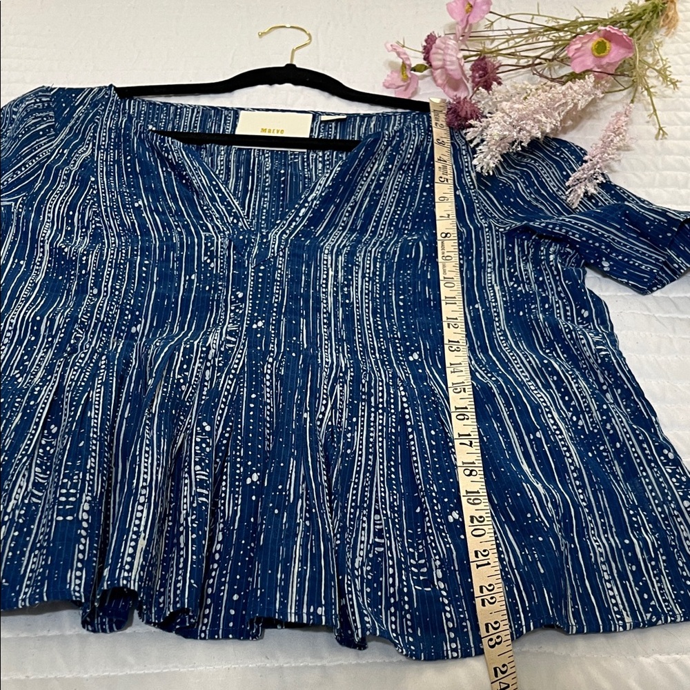 🌺Anthropology Mauve Blue and White Striped Peplum Blouse - Picture 6 of 6